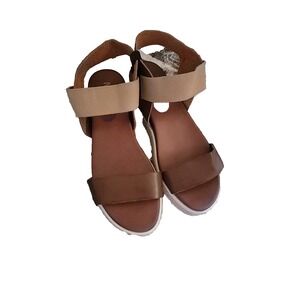 Womens MIA Lunna Platform Sandal Size 8.5 Brown Ankle Strap summer beachy comfor